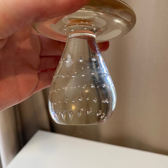 Vintage Glass Mushroom Paperweight‎ 3.5” Handcrafted Controlled Bubbles - Picture 7 of 7